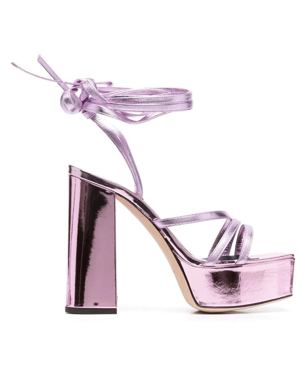 Giuseppe Zanotti Pink Metallic Leather Heel Sandals