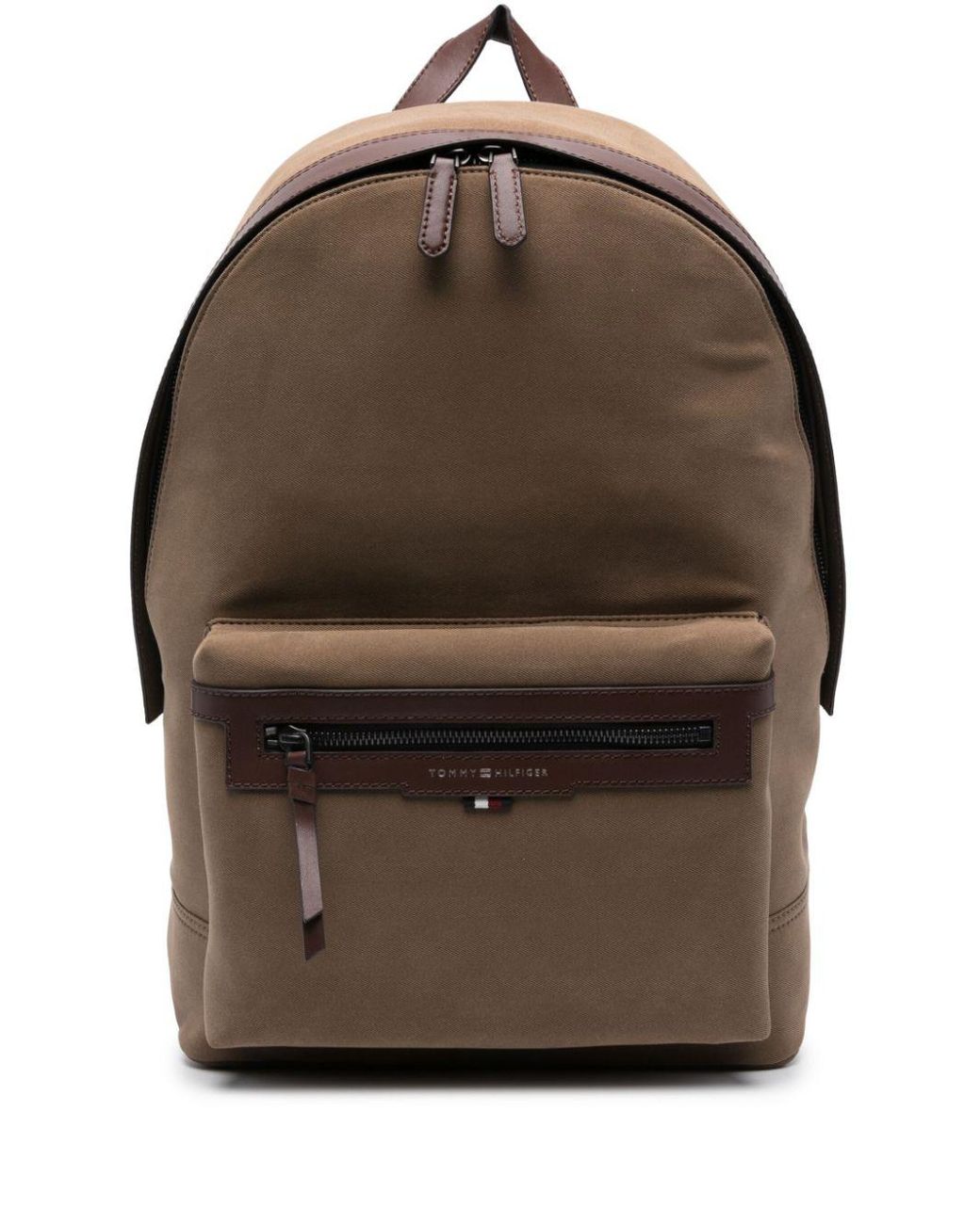 tommy hilfiger backpack brown leather
