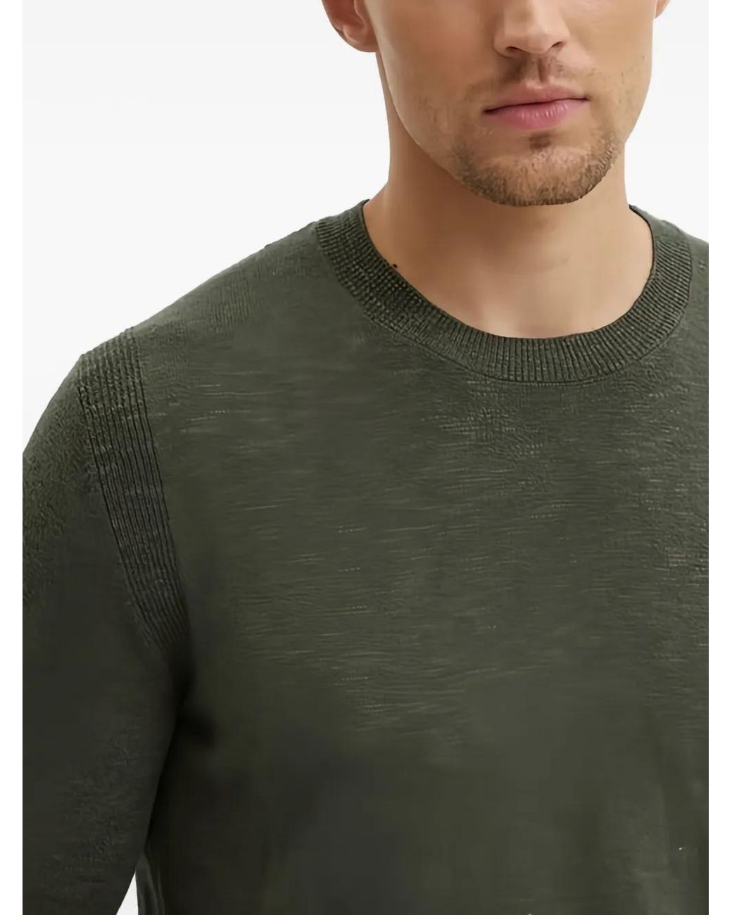 Sisley Green Round-Neck Long-Sleeve Sweater for men