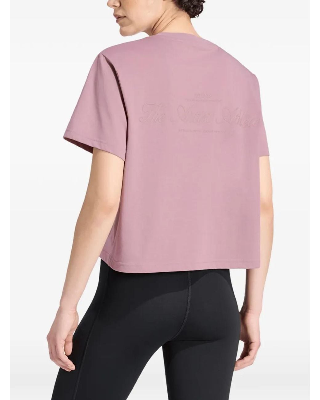 Adidas Pink Climacool Logo-Print T-Shirt