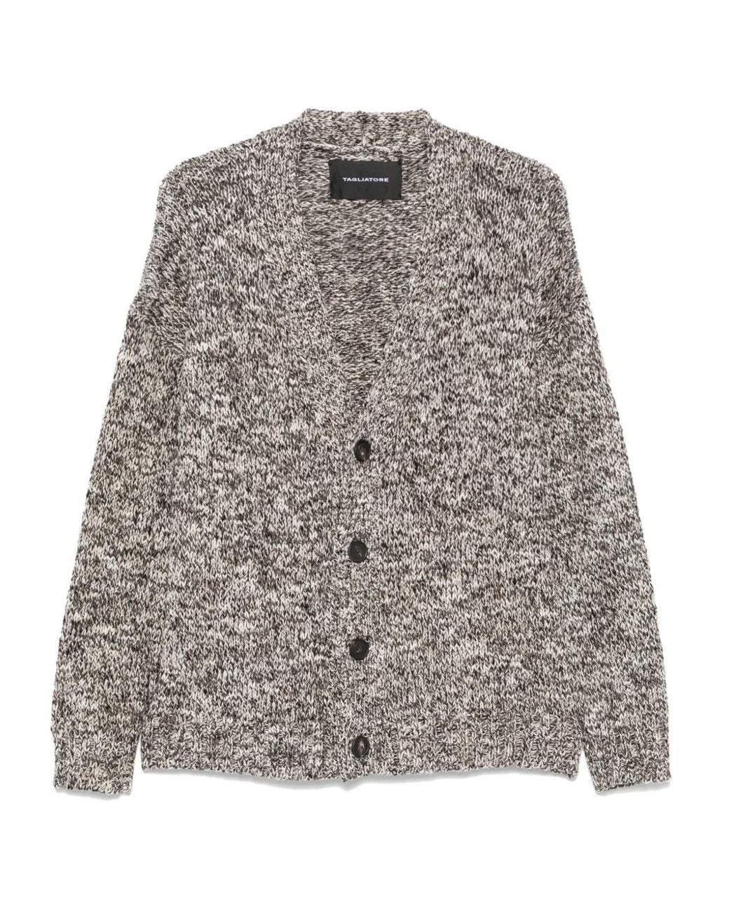 Tagliatore Gray Wool-Blend Cardigan for men