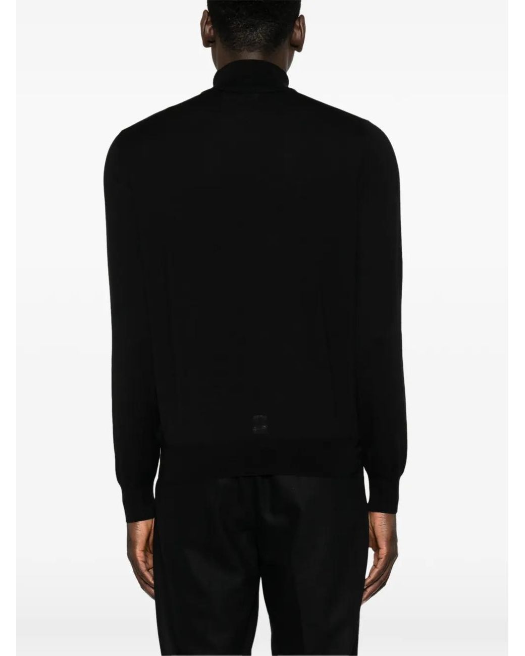 Gran Sasso Black Roll-Neck Wool Sweater for men