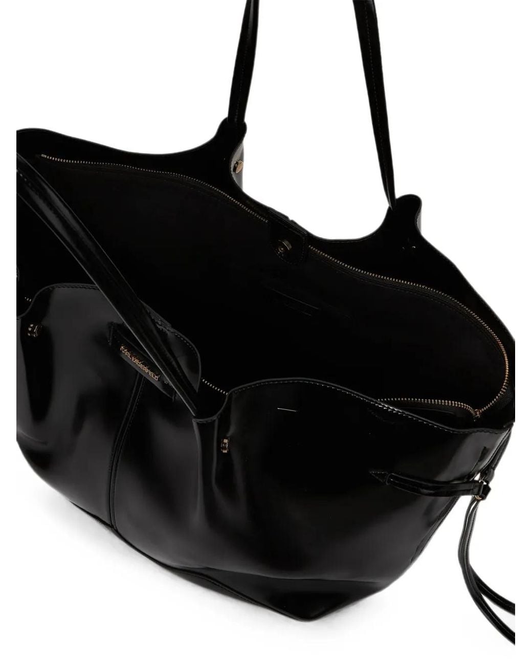 Karl Lagerfeld Black K/Pierced Large Shiny Tote Bag