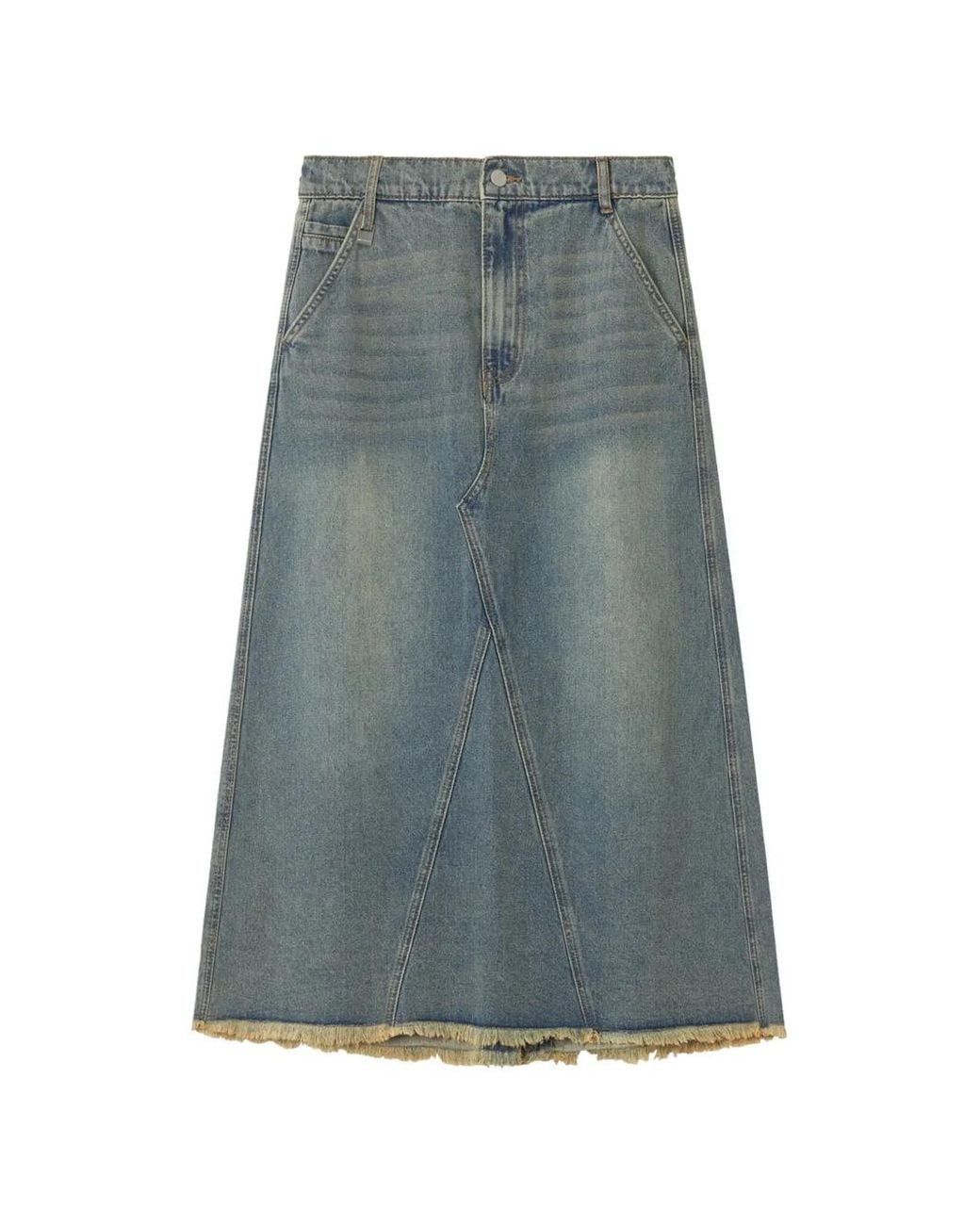 Izzue Blue Frayed Panelled Denim Skirt