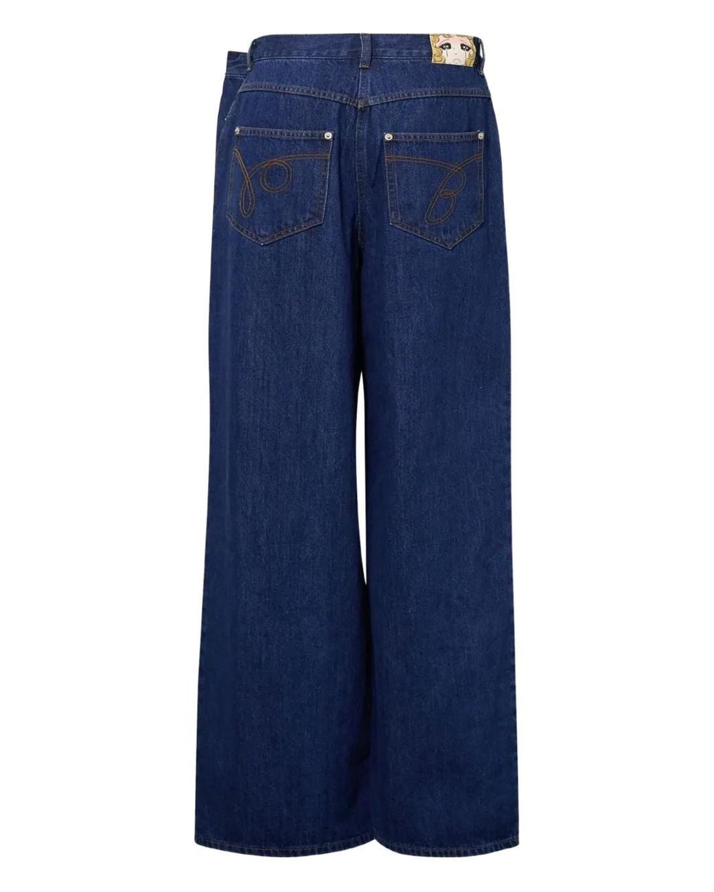 Pushbutton Blue Five-Pocket Jeans