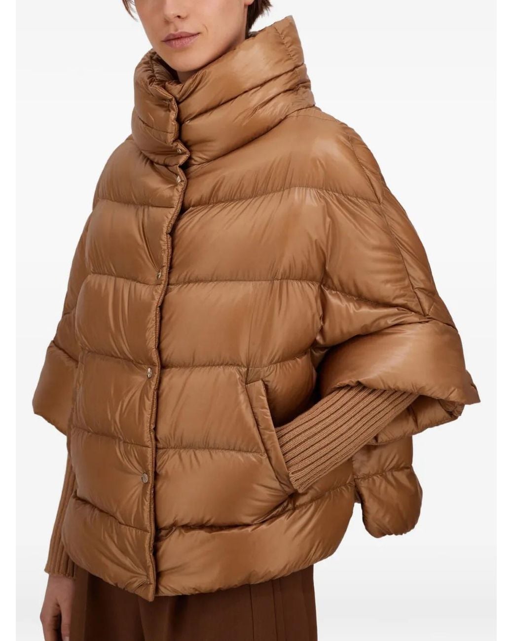 Herno Natural High-Neck Quilted Cape