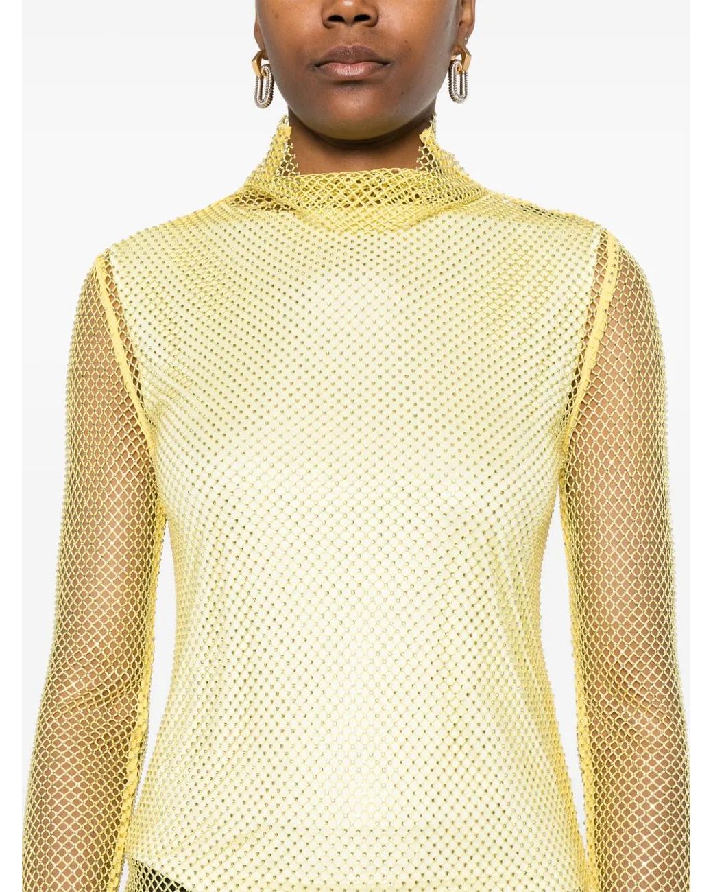 Sportmax Yellow Rhinestone-Embellished Top