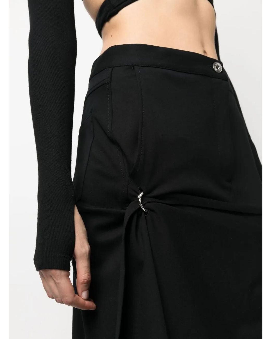 J.W. Anderson Black Asymmetric Draped Skirt