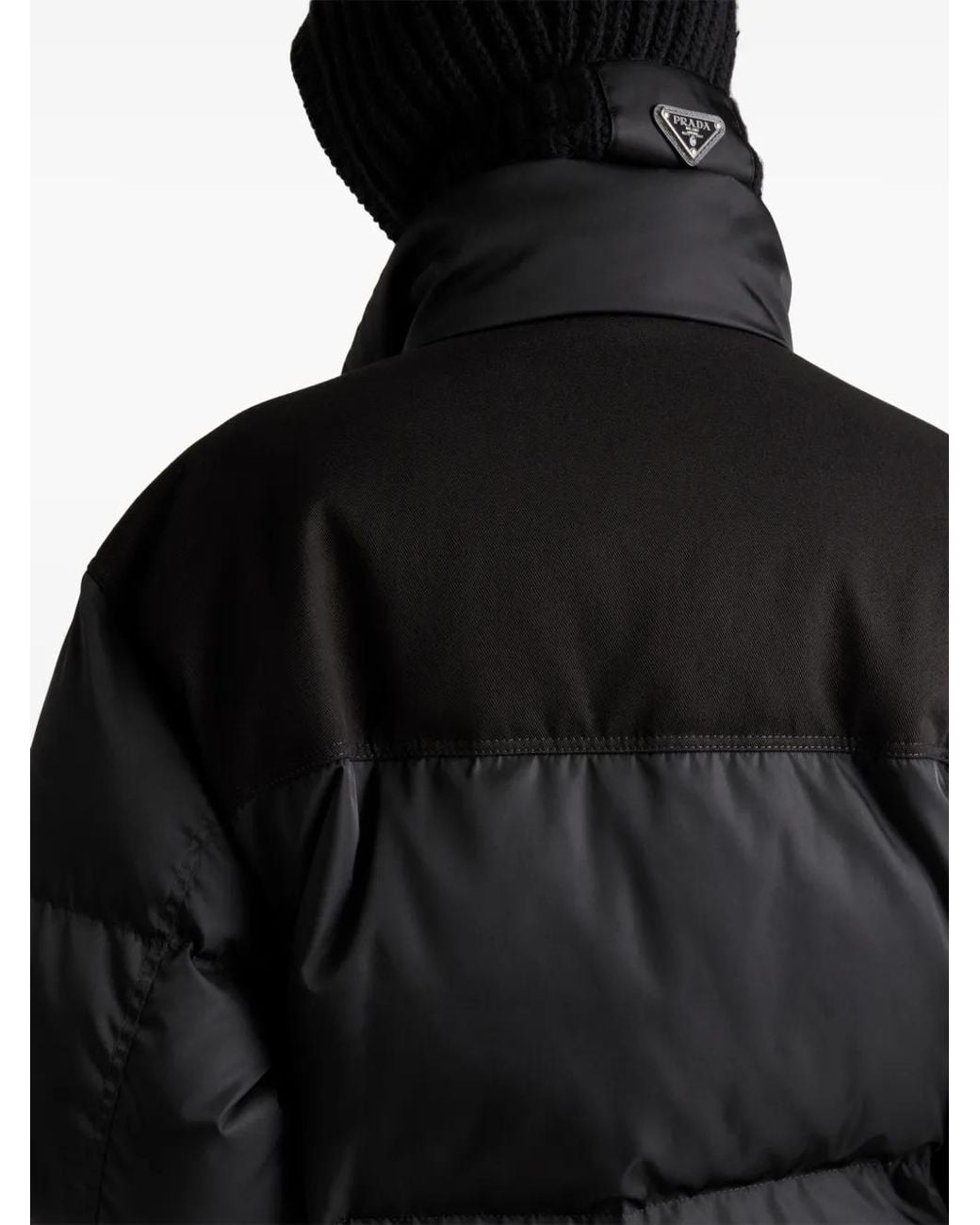 Prada Cropped Gewatteerd Jack Met Logo in het Black voor heren
