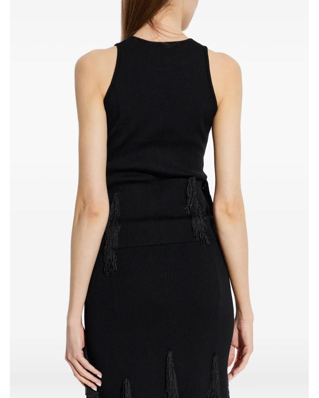 Top Flocon Con Flecos IRO de color Black