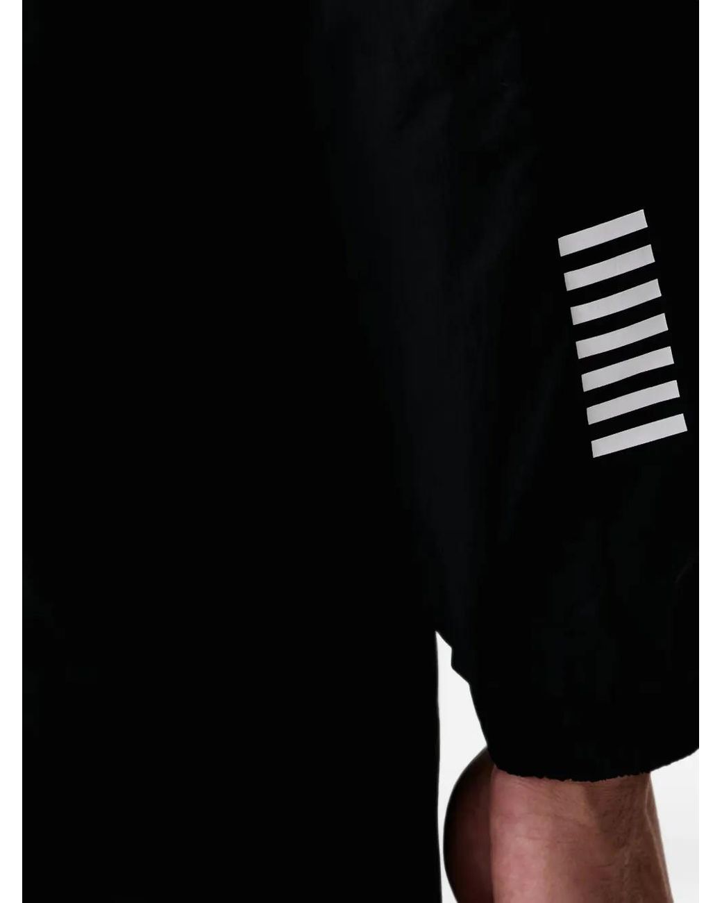 EA7 Black Logo-Print Press-Stud Jacket for men