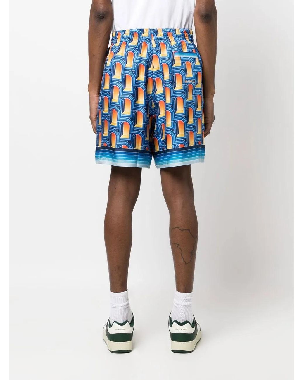 Casablanca Blue L`arche De Nuit Silk Shorts for men