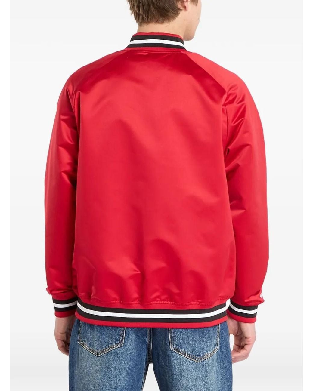 Mitchell & Ness Red Nba Logo-Print Bomber Jacket for men