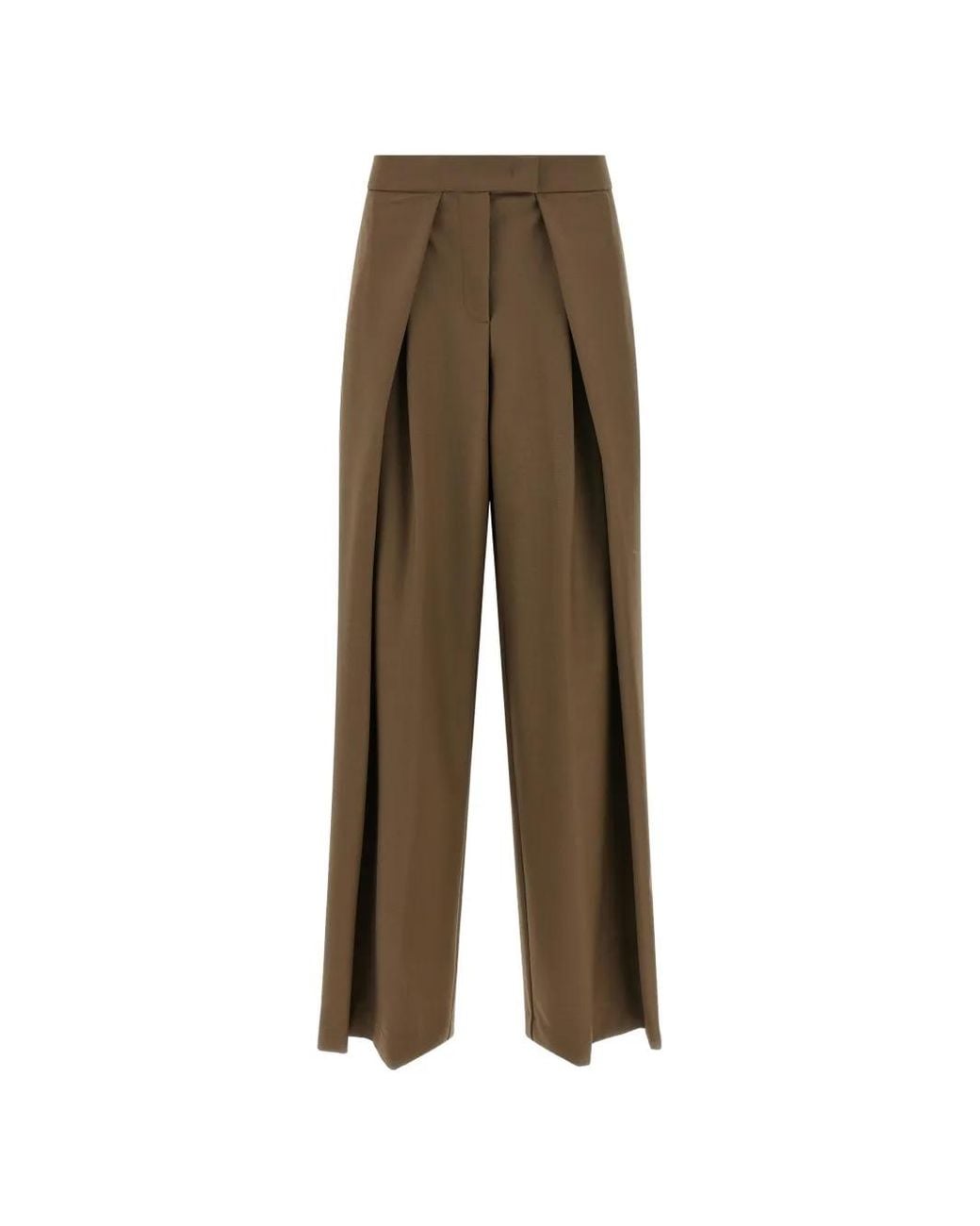 Nude Natural Pleated High-Waisted Palazzo Pants