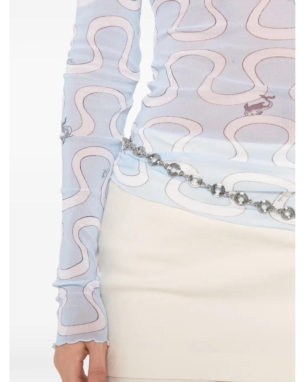 Emilio Pucci Blue Graphic-Print Long-Sleeve Top