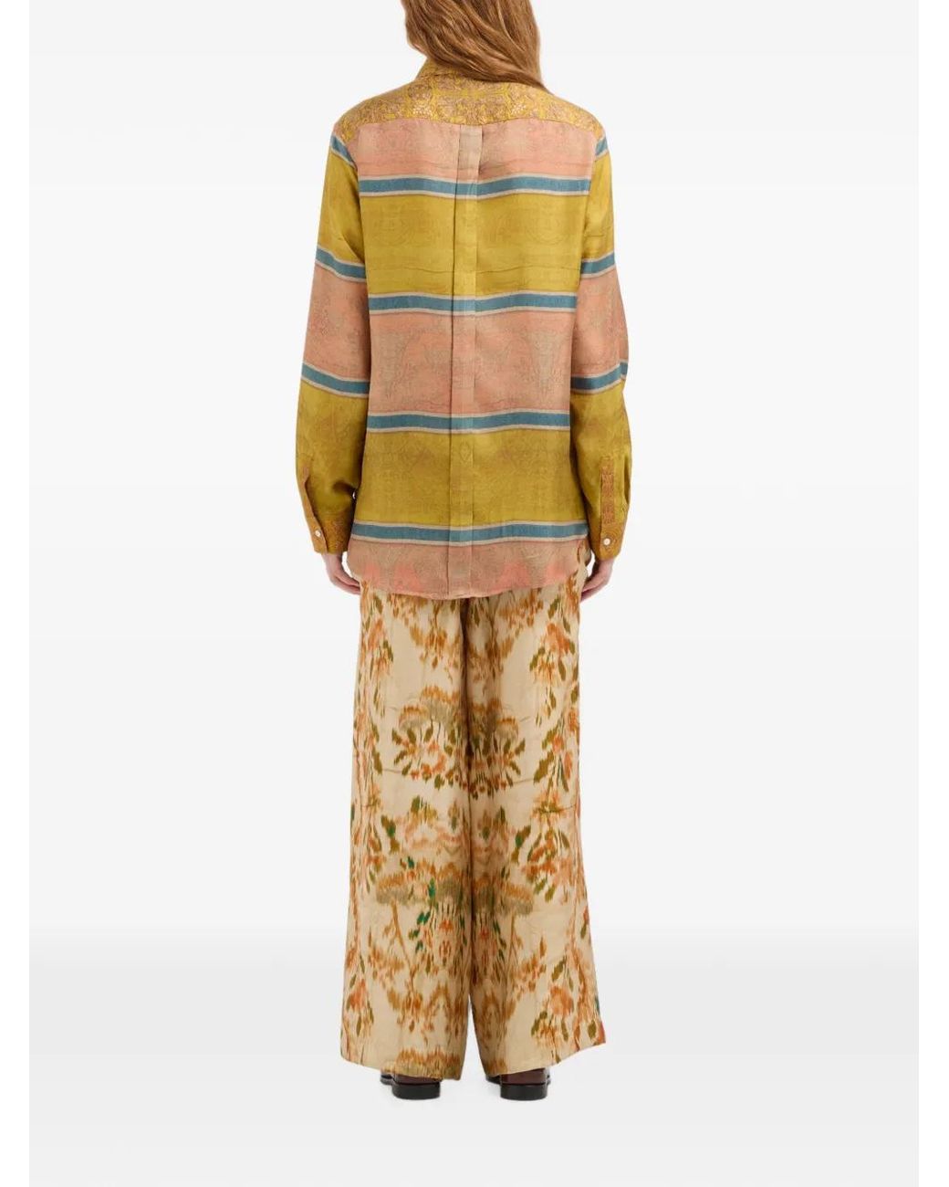 Pierre Louis Mascia Yellow Aloé Paisley-Print Striped Shirt