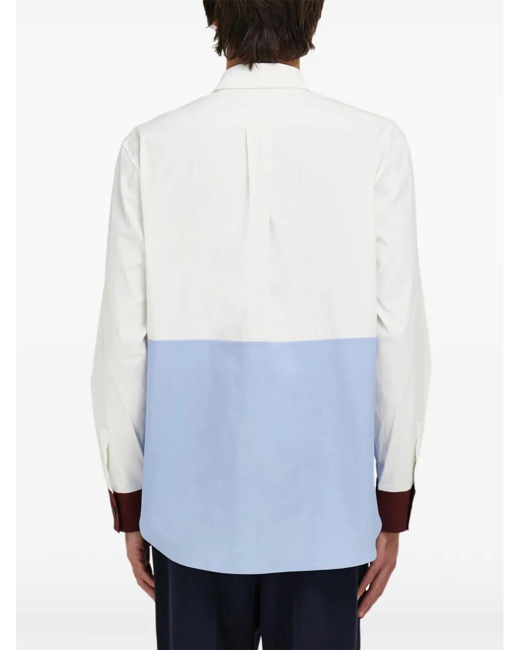 Ferragamo White Color Block Shirt for men