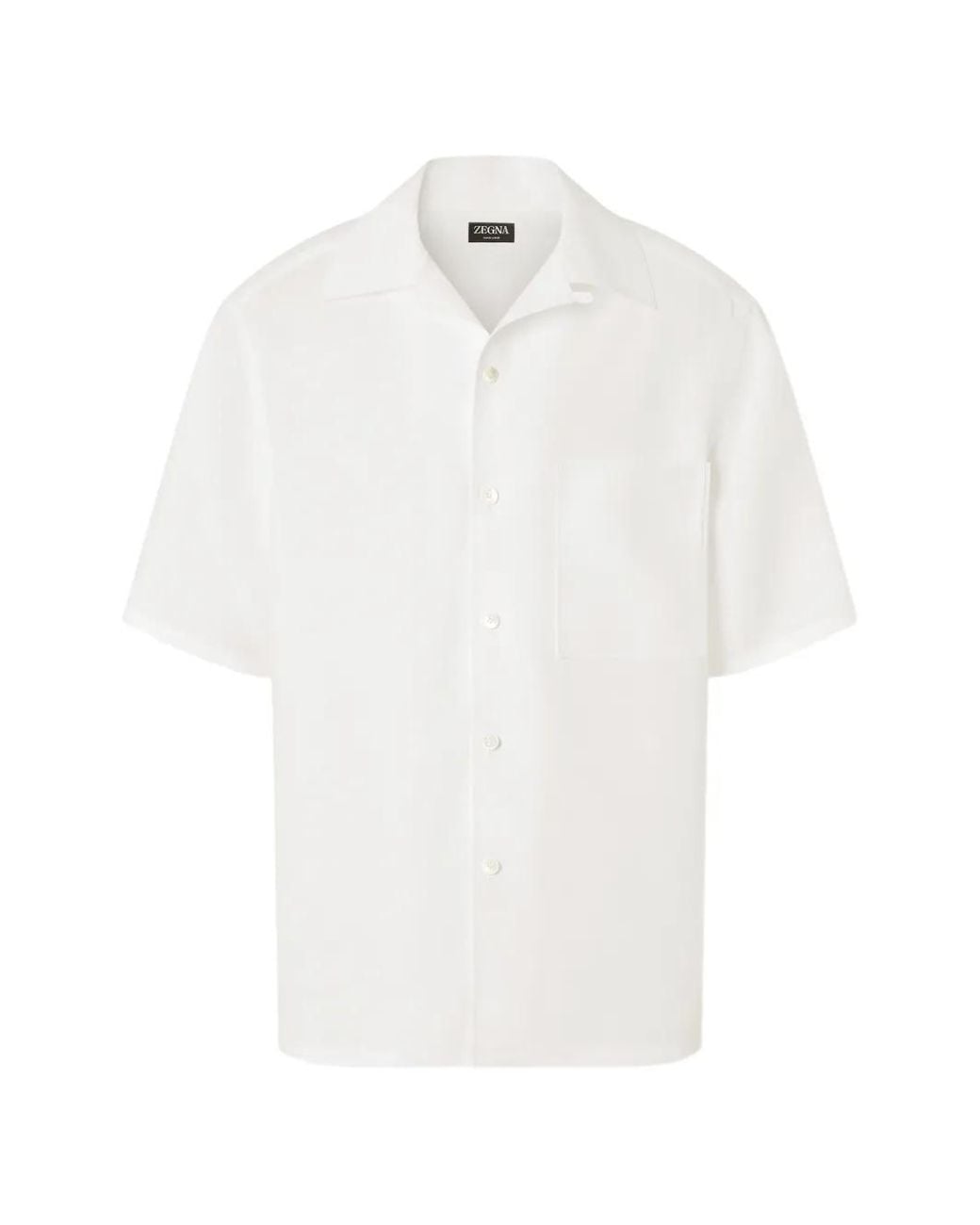 Zegna White Pocket Short Sleeve Shirt for men