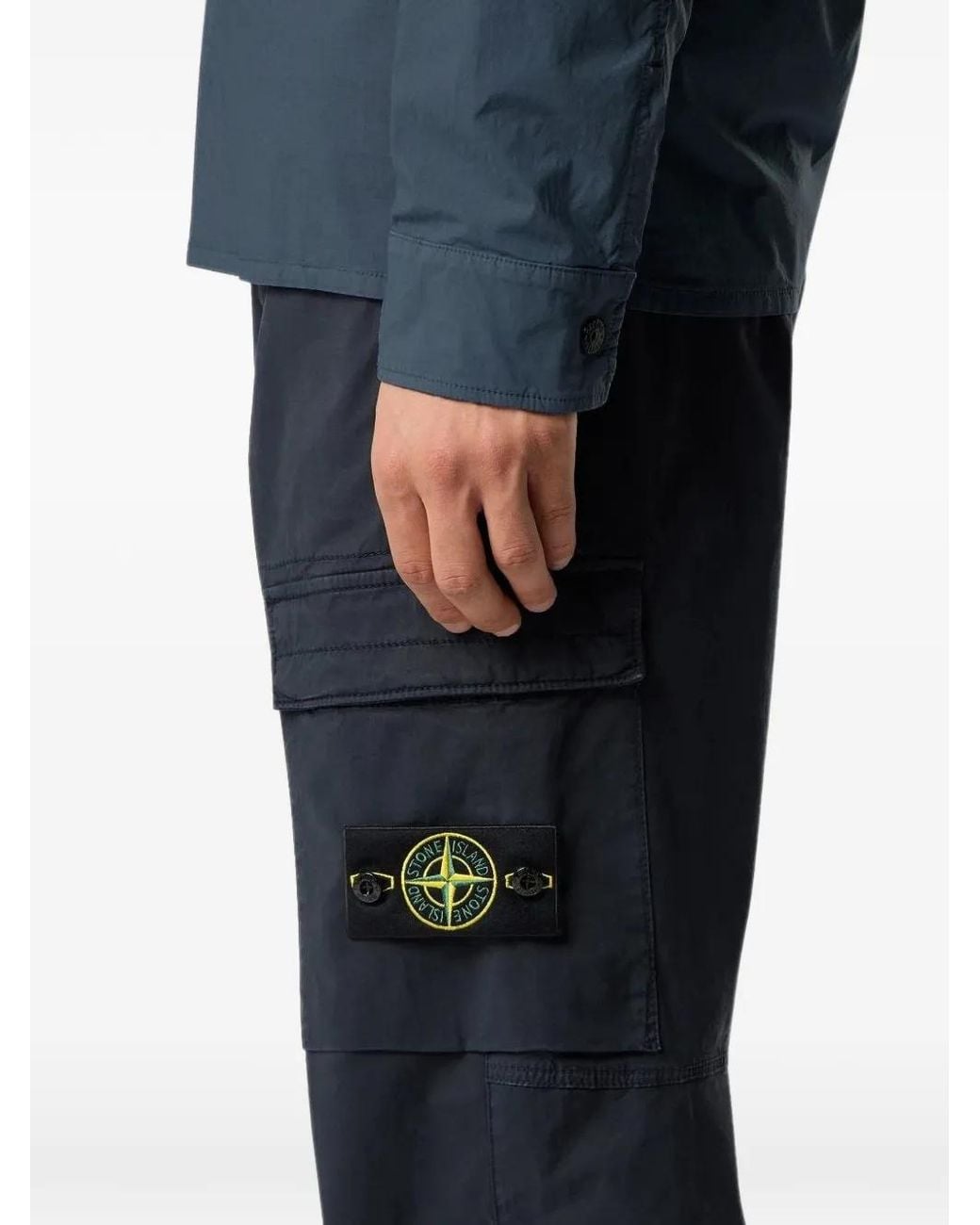 Stone Island Blue 3100031 Stretch Organic-Cotton Twill Trousers for men