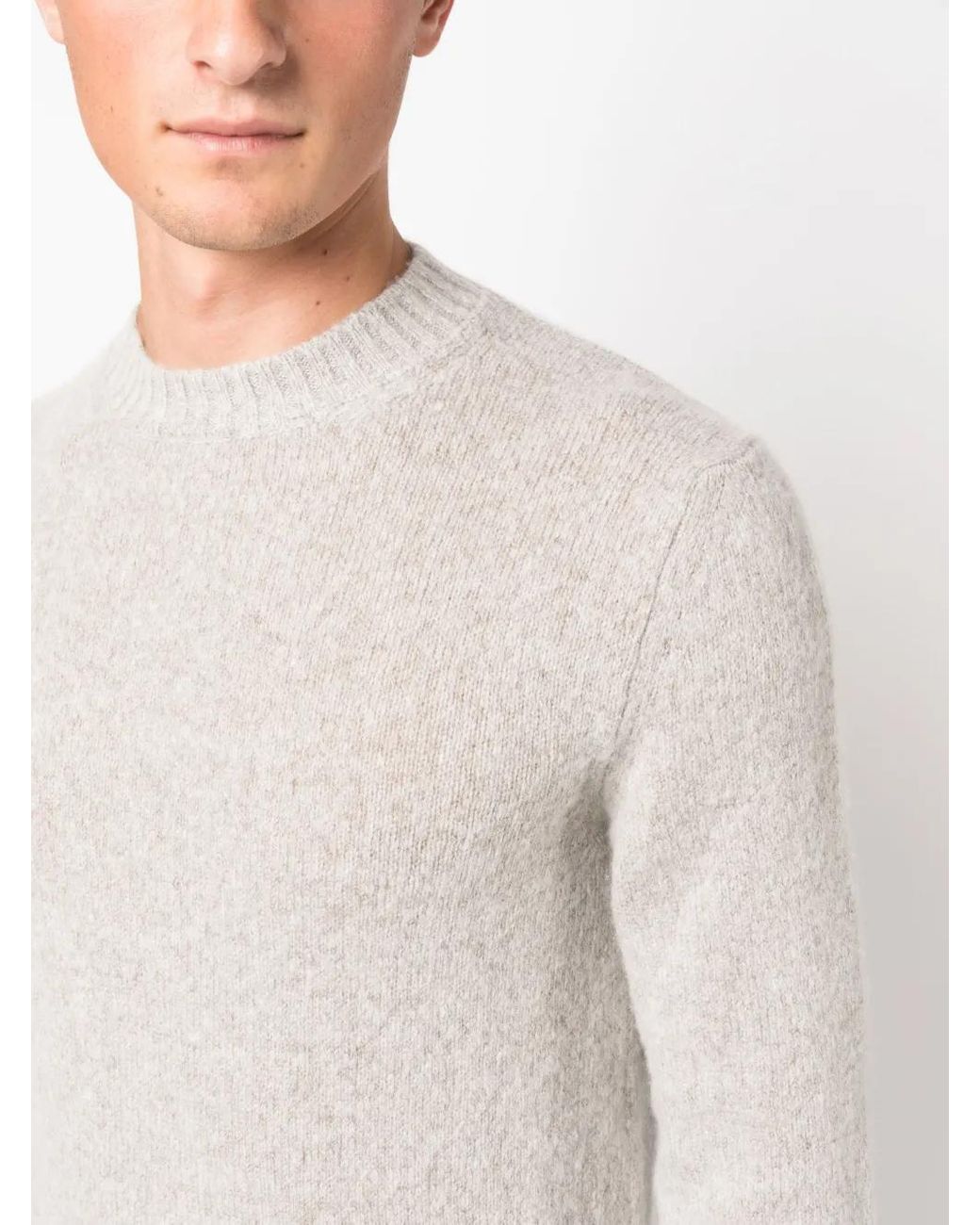 Fedeli White Long-Sleeve Crew-Neck Jumper for men