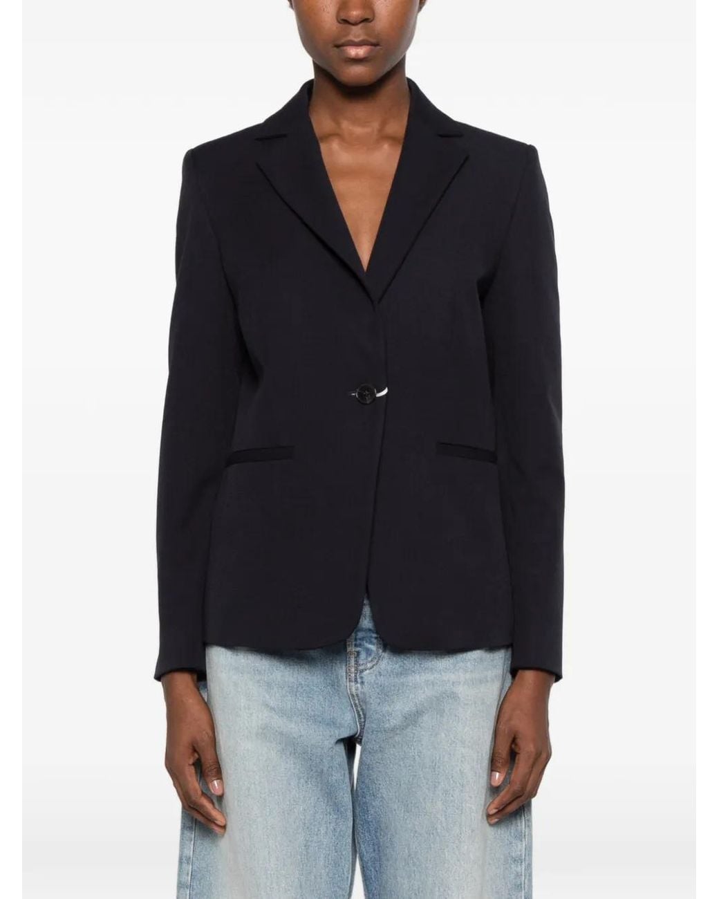 Emme Blue Single-Breasted Notched-Lapels Jacket