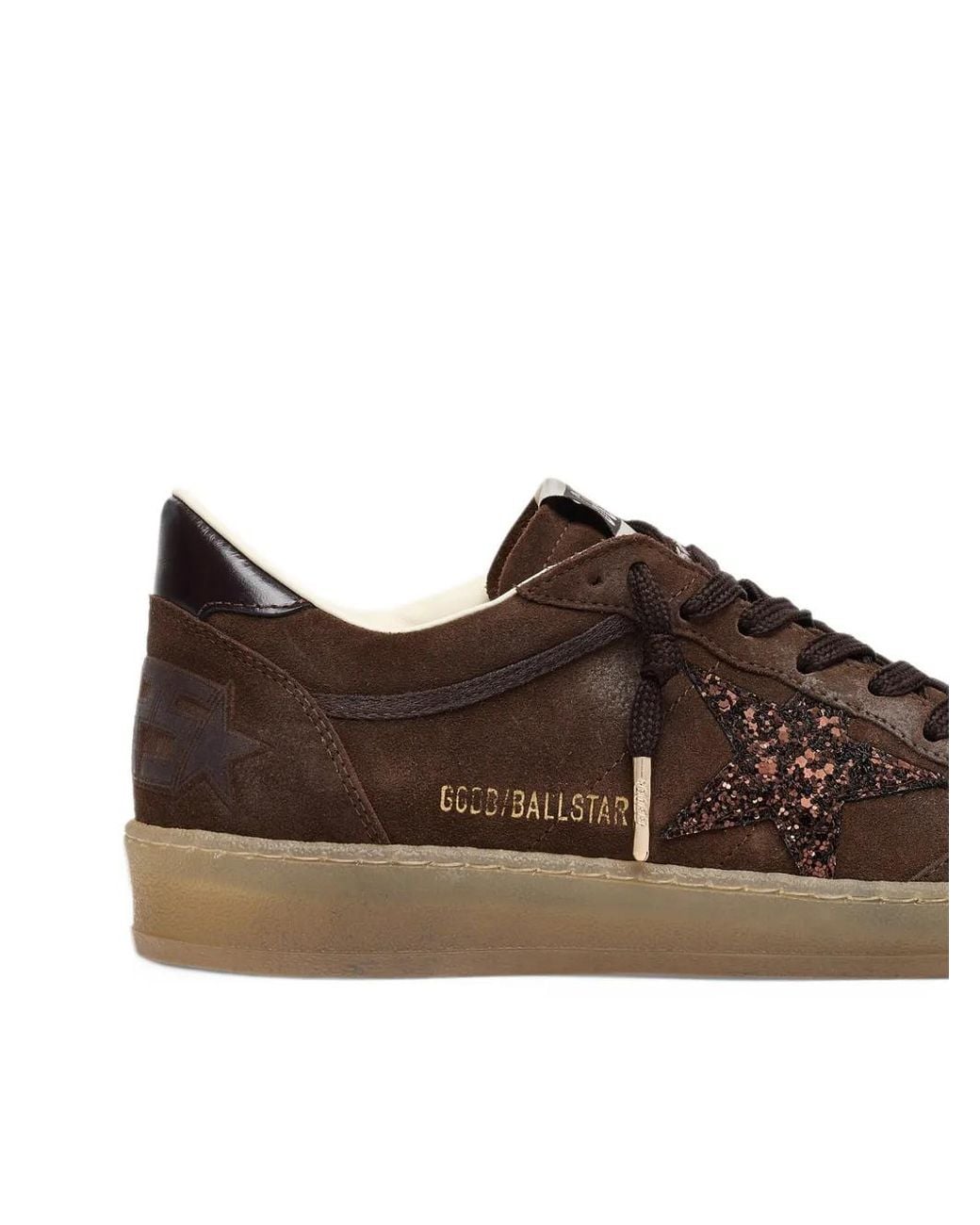 Golden Goose Deluxe Brand Brown Baskets Ball Star En Daim À Motif D'Étoile Pailletée Et Talon En Cuir