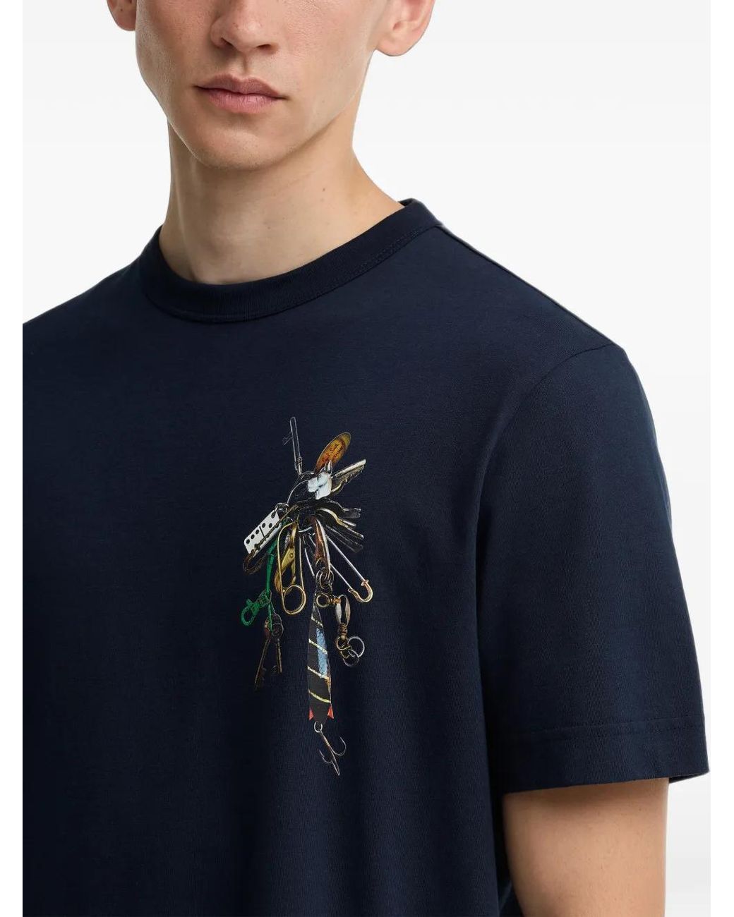 Barbour Blue X Paul Smith Graphic-Print T-Shirt for men