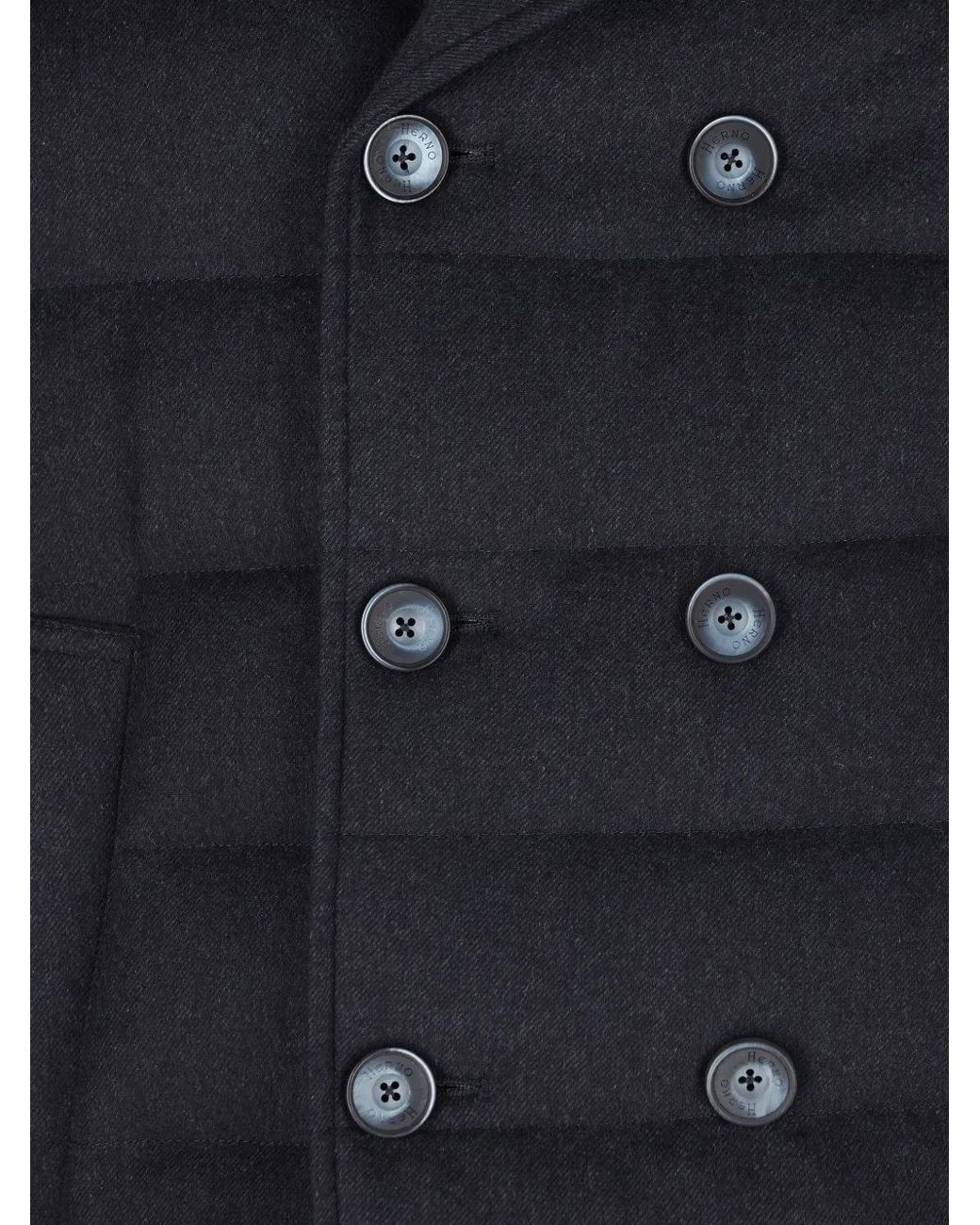 Herno Blue Double-Breasted Padded Coat for men