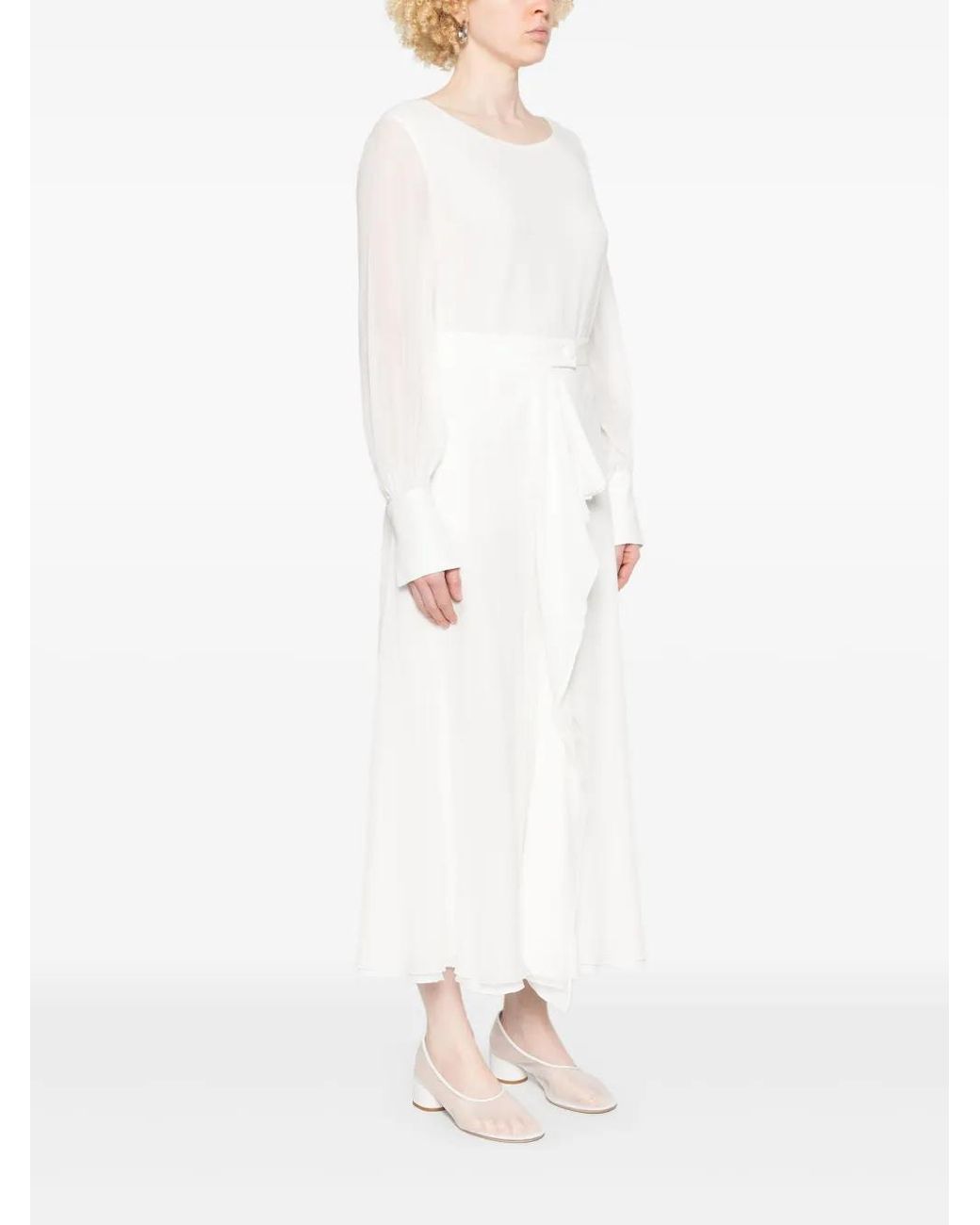 DE SANTIS White Draped Midi Skirt