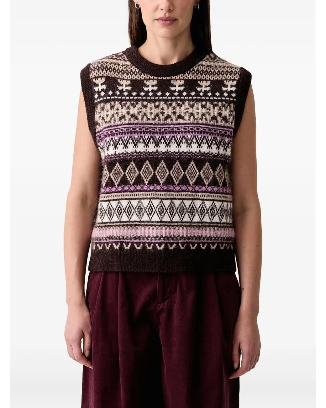 Marc O' Polo Red Fair Isle Knitted Vest