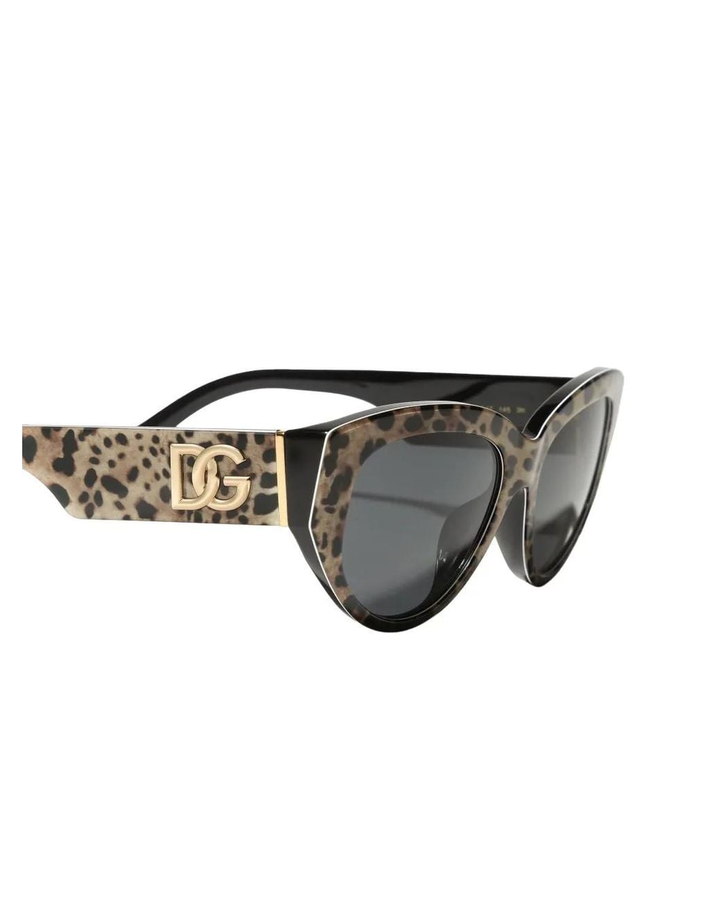 Dolce & Gabbana Gray Leopard-Print Cat-Eye Sunglasses