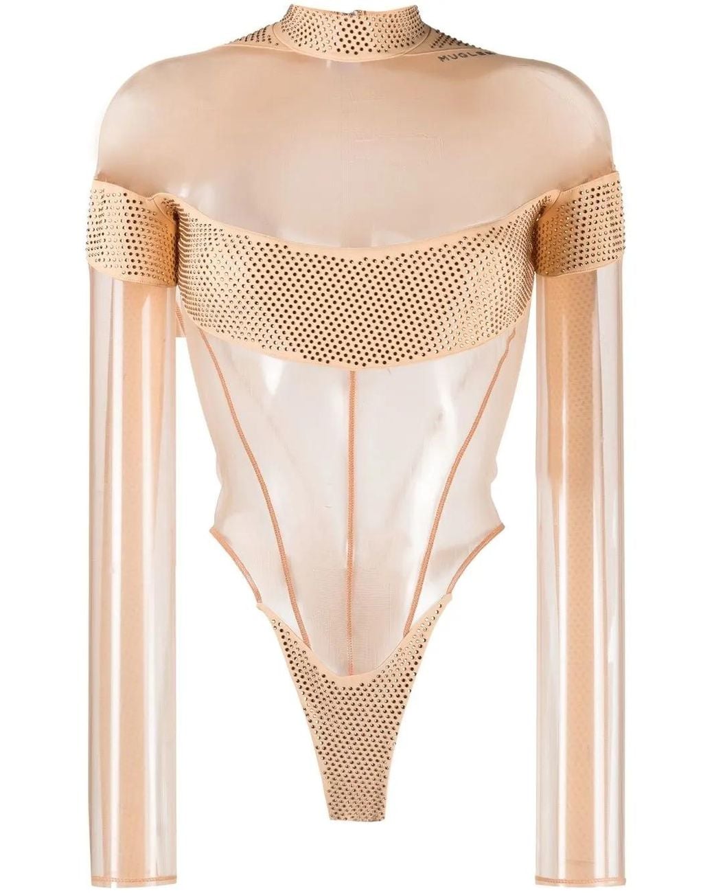 Mugler White Logo-Plaque Sheer-Panels Body