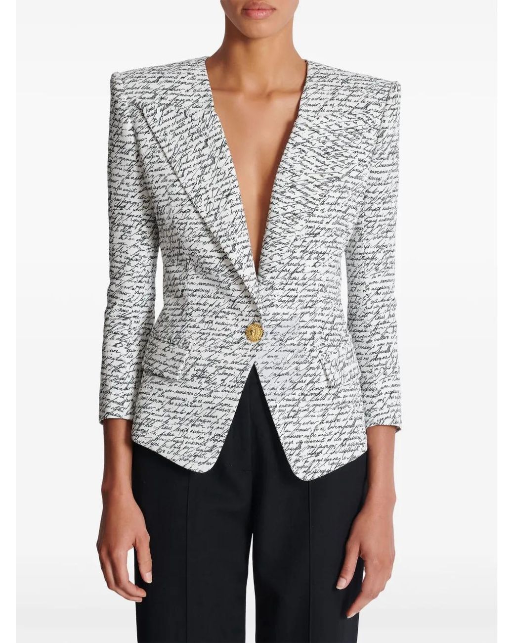 Balmain Blue Love Letter Print Tailored Mini Jacket