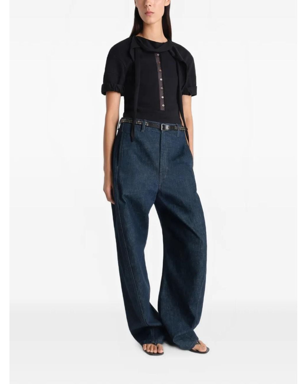 Lemaire Blue Belted Twisted Denim Jeans