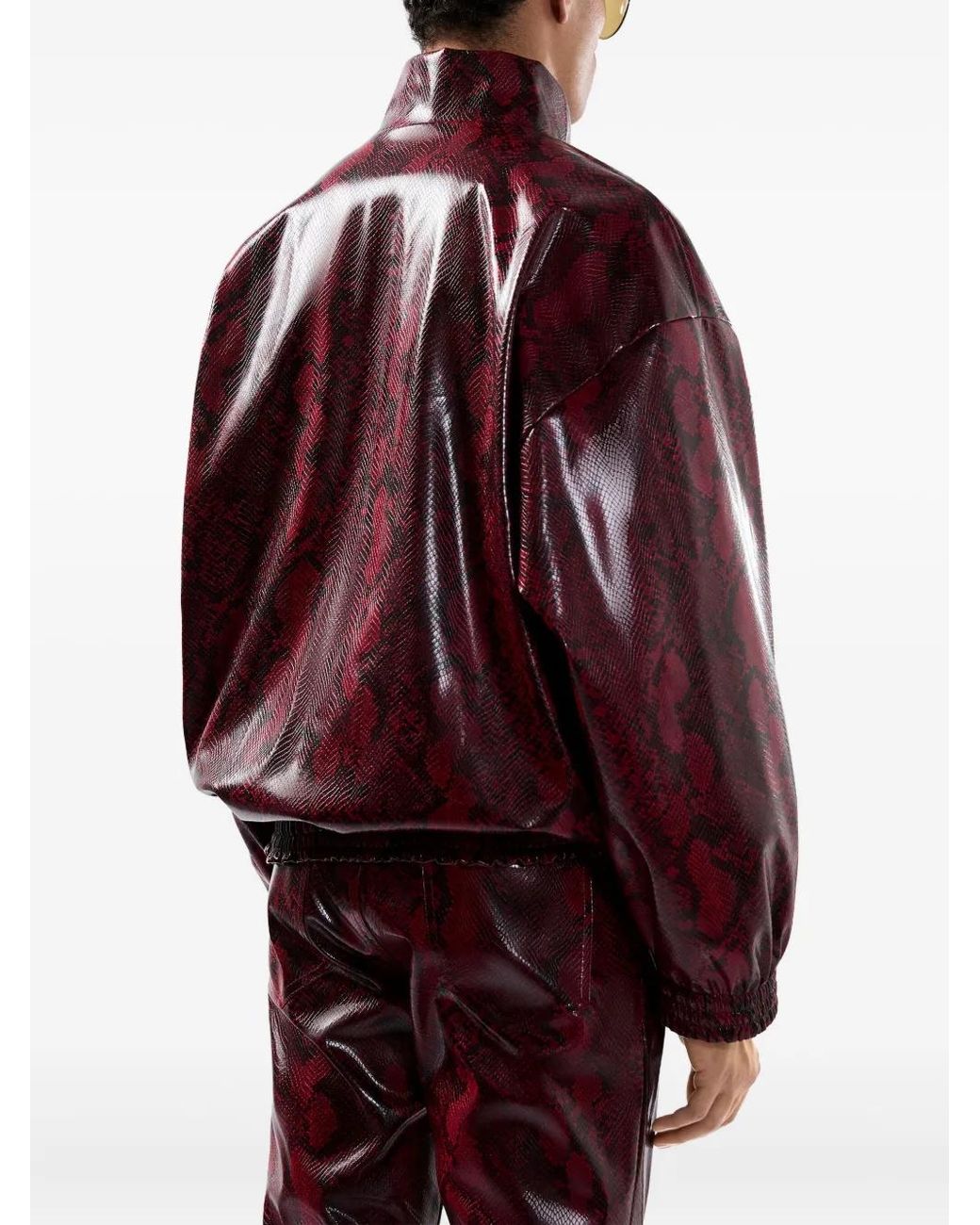 Gcds Red Zip Snakeskin Jacket for men