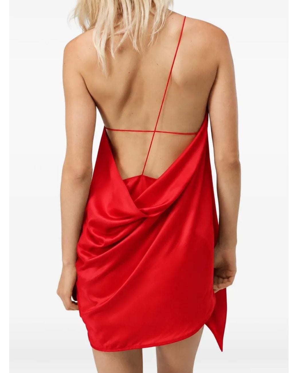 GAUGE81 Red Misaki One-Shoulder Asymmetric Mini Dress