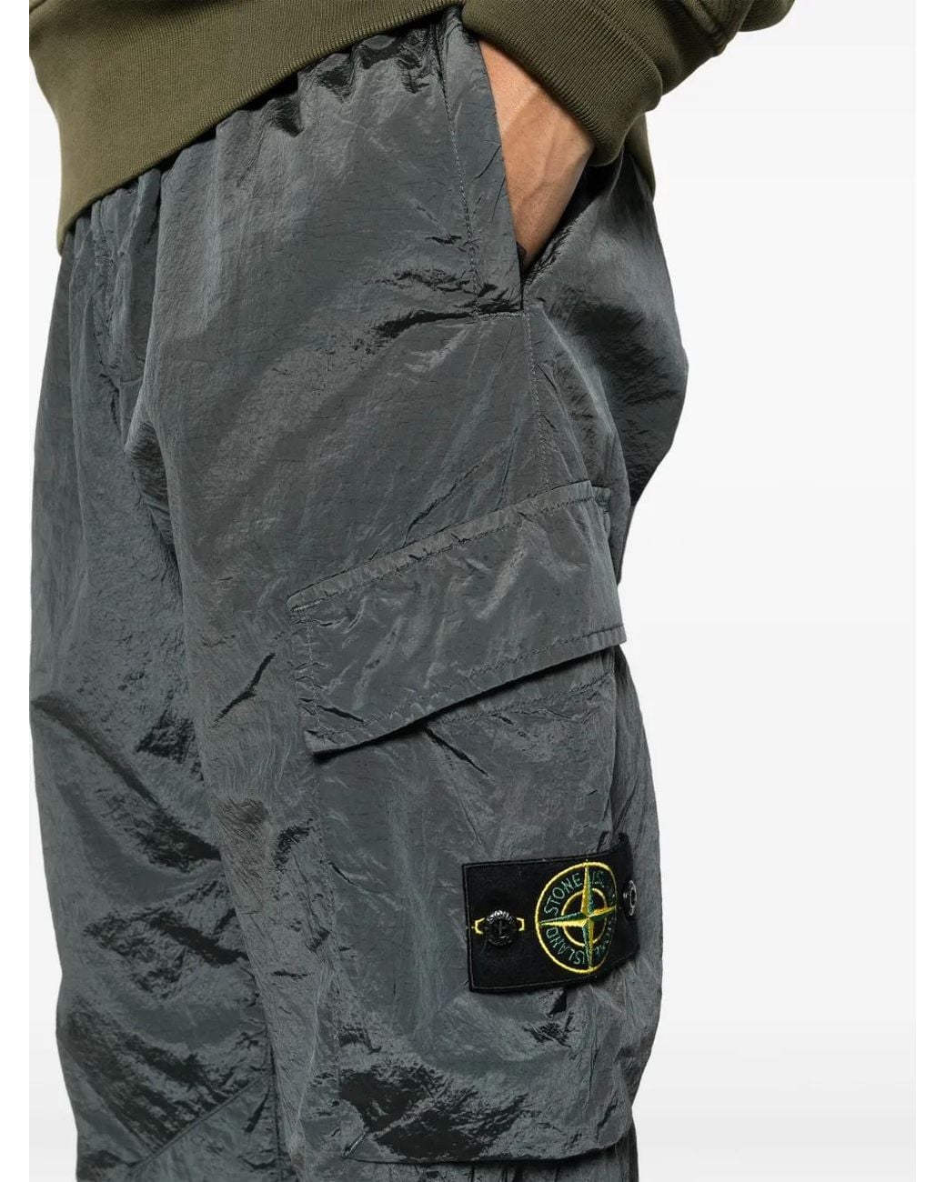 Stone Island Blue Compass-Motif Cargo Trousers for men