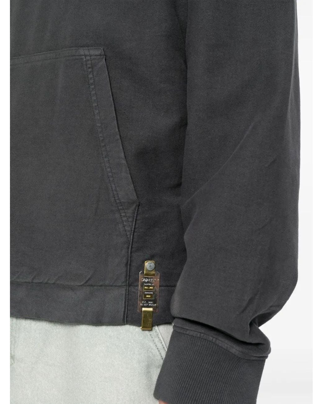 Objects IV Life Gray Logo-Plaque Drawstring Hoodie for men