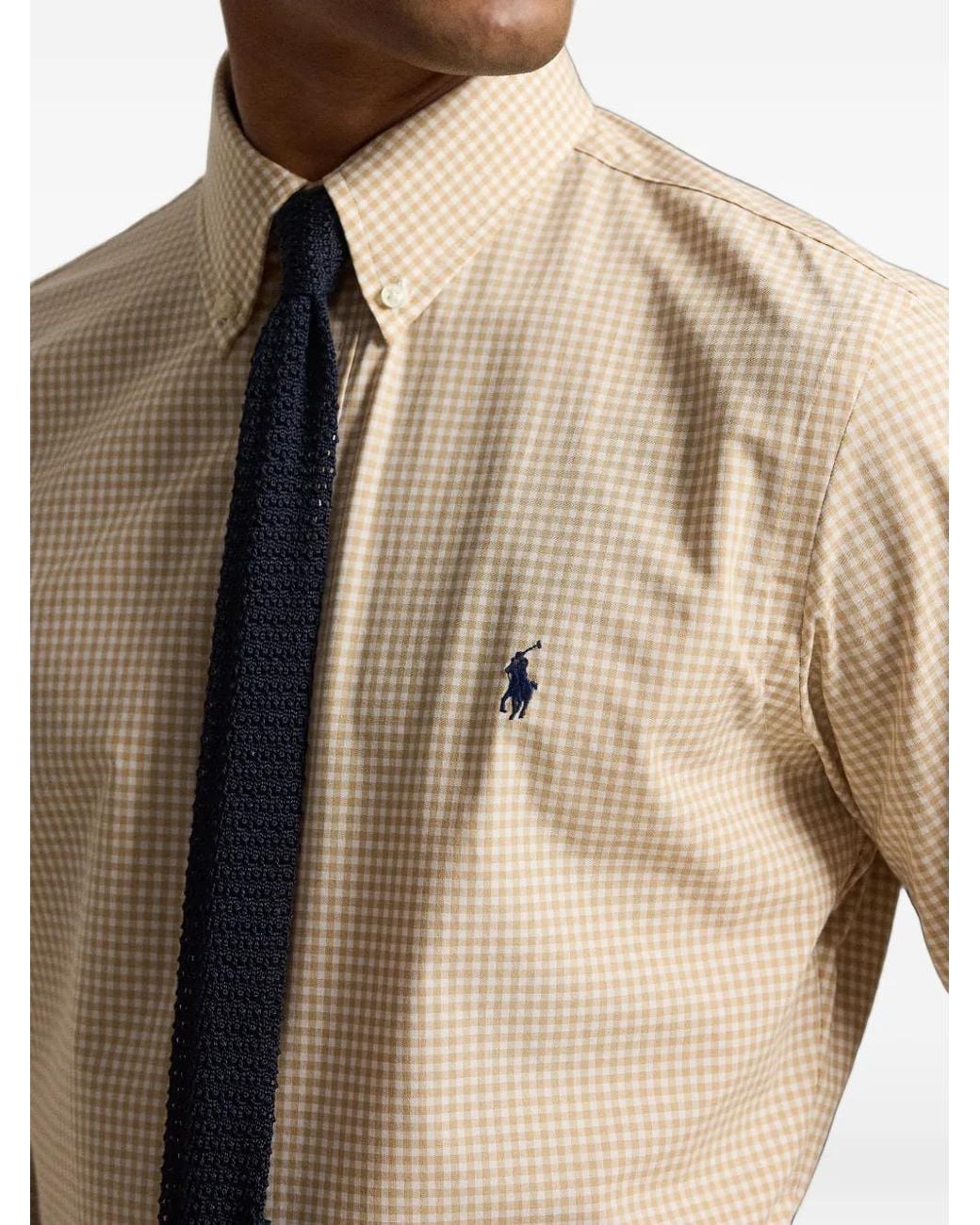 Polo Ralph Lauren White Custom Fit Gingham Stretch-Poplin Shirt for men