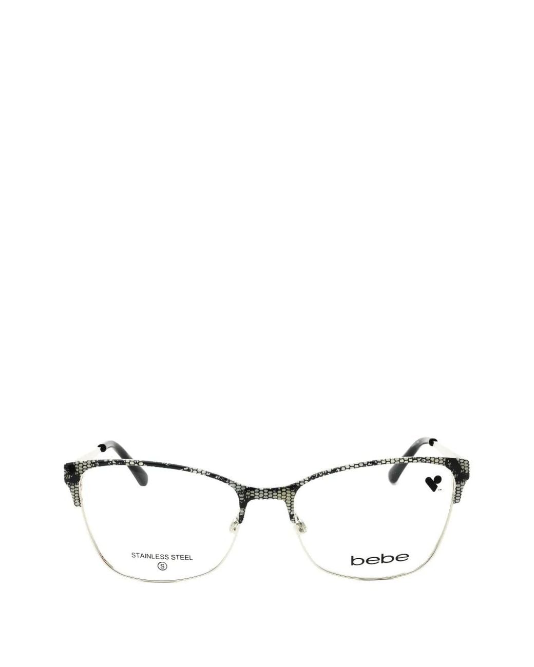 Bebe White Lace-Pattern Cat-Eye Glasses