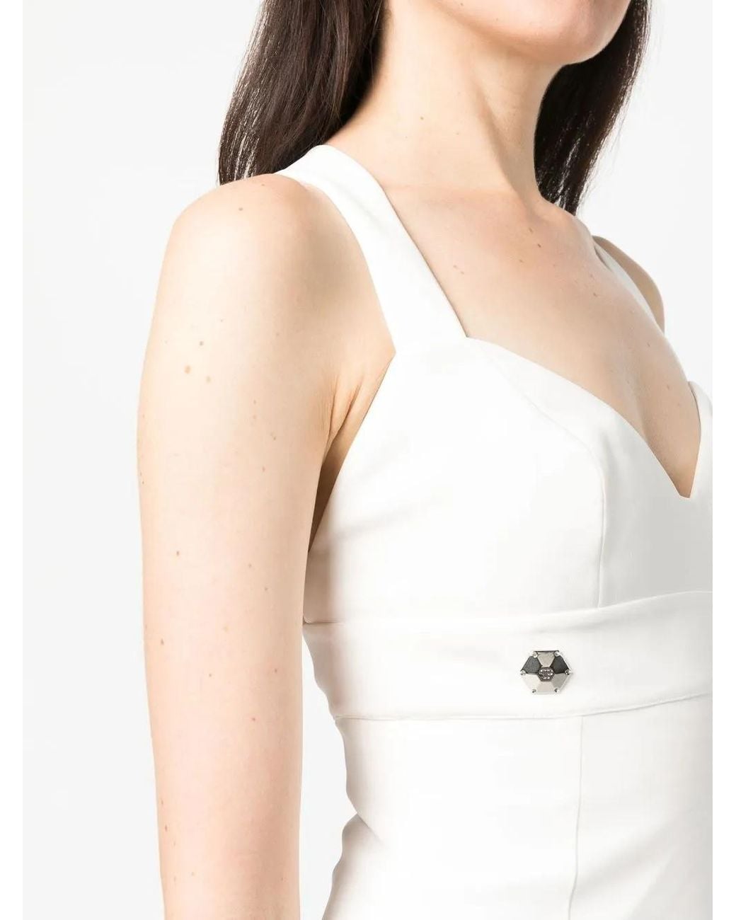 Philipp Plein White Silk Mini Dress