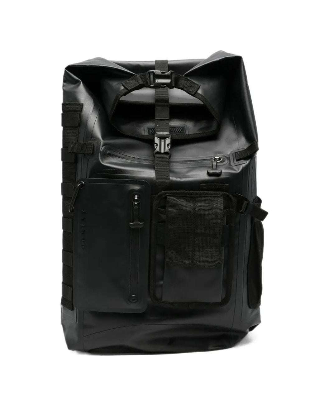 Oakley Black Roll-Top Buckled Backpack for men