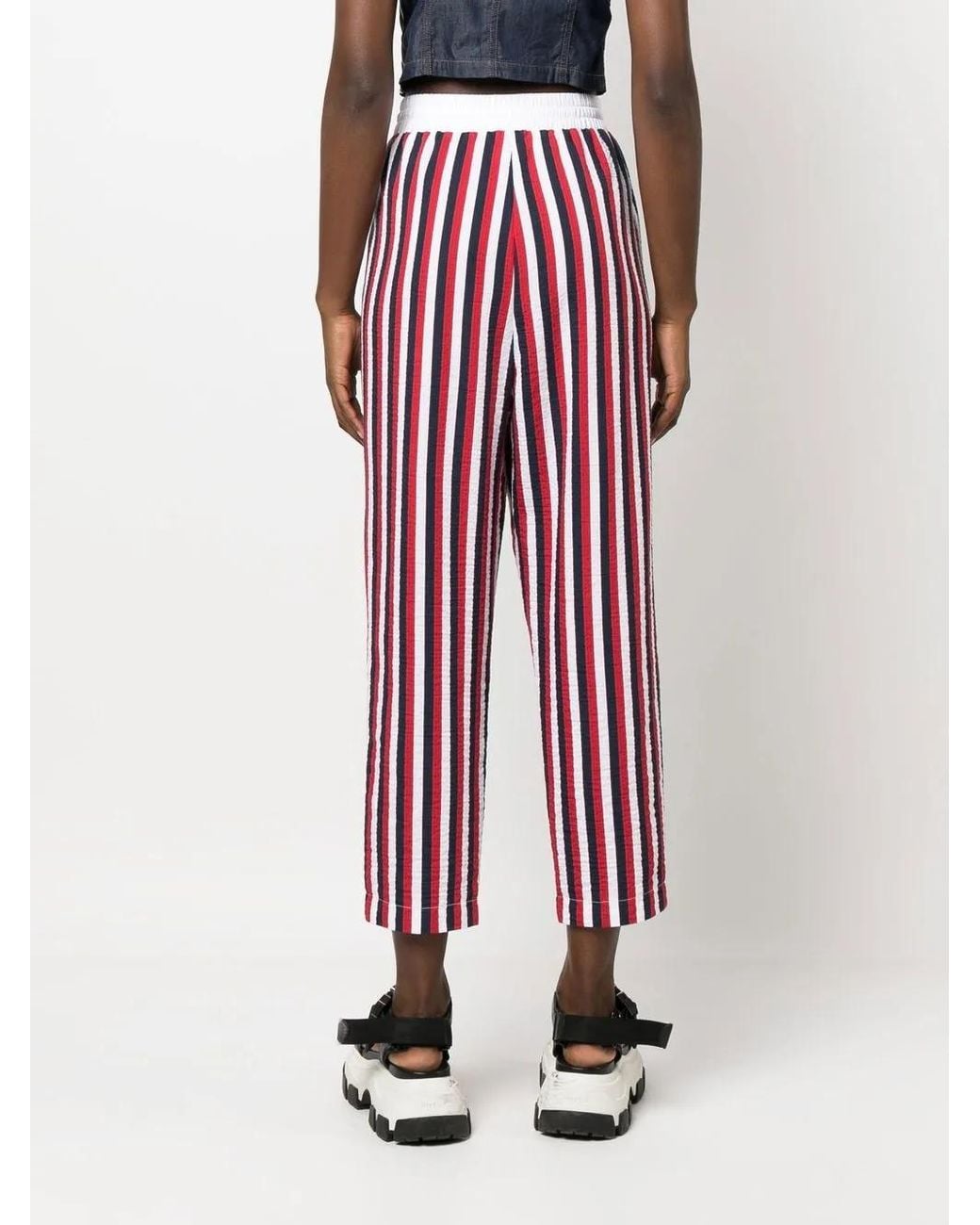 Love Moschino Red Striped Drawstring Trousers