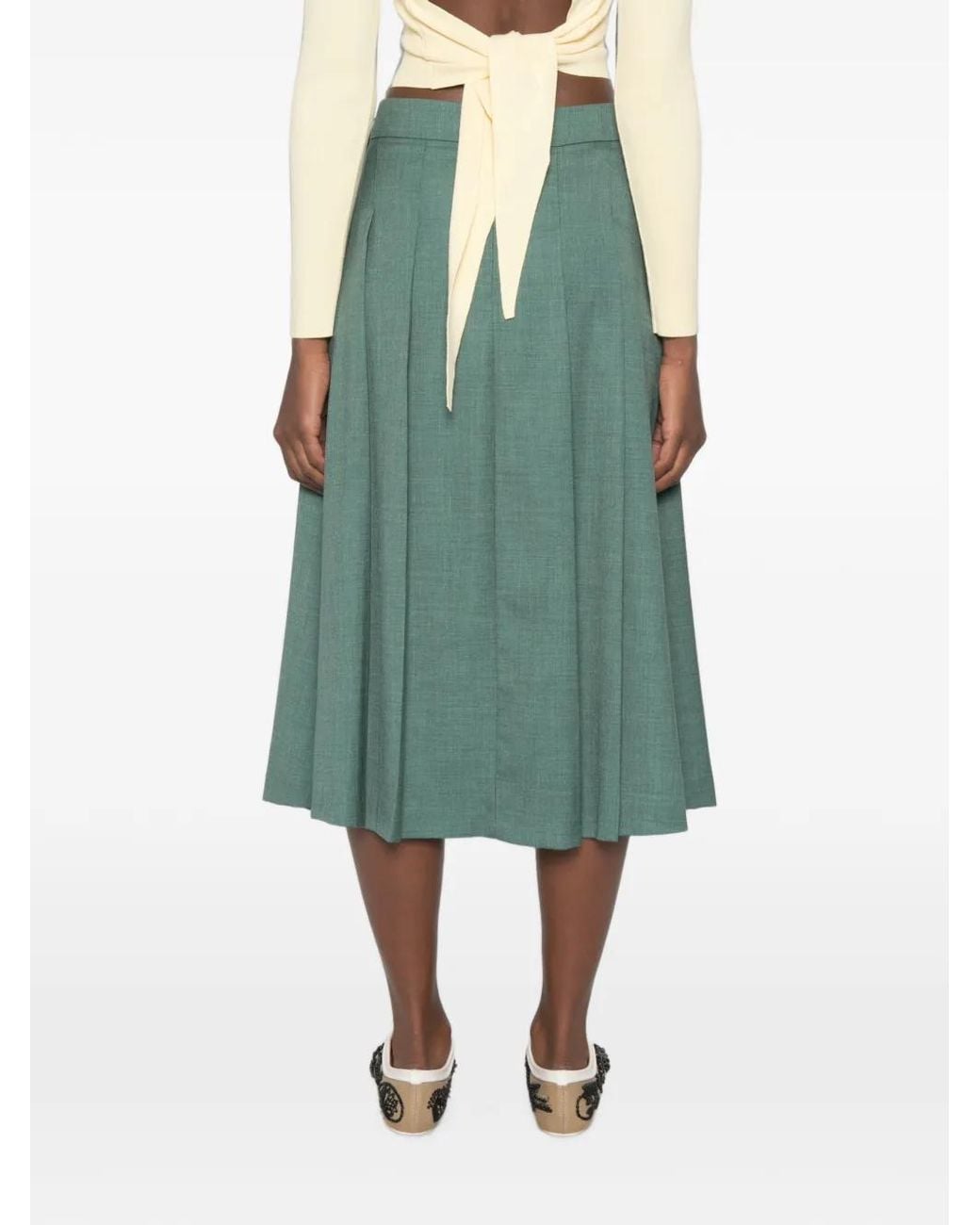 ViCOLO Green Pleated Midi Skirt