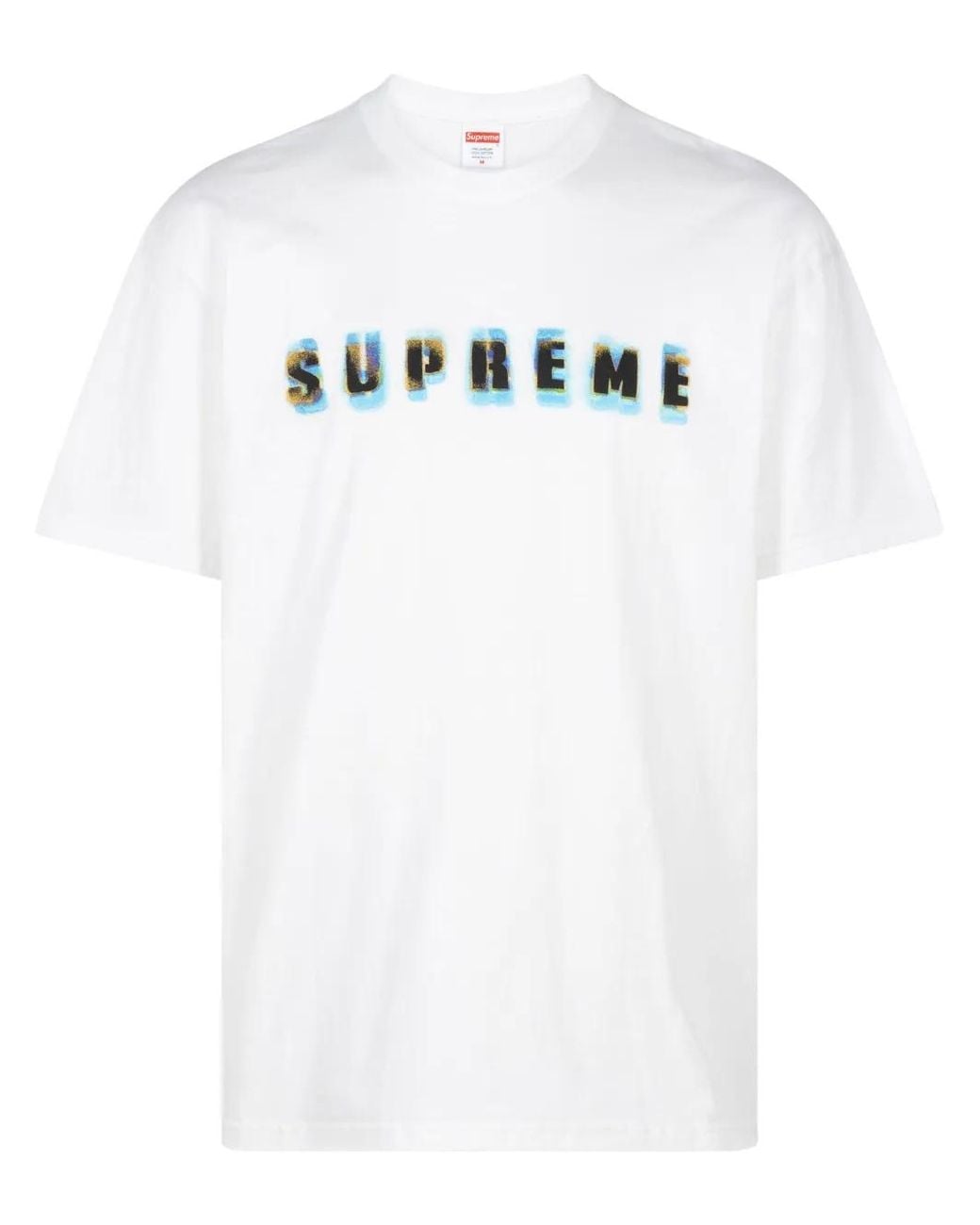 Supreme White Stencil Logo-Print Cotton T-Shirt