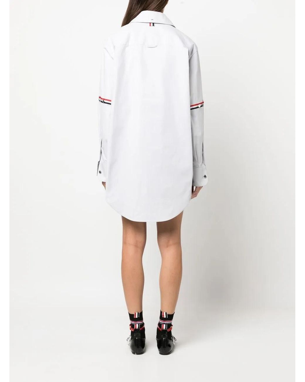 Thom Browne White Rwb Stripe Longline Shirt