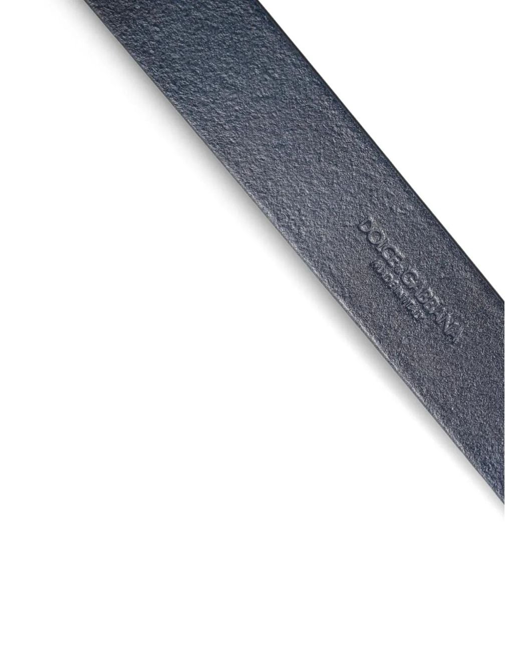 Dolce & Gabbana Blue Logo-Plaque Leather Belt for men