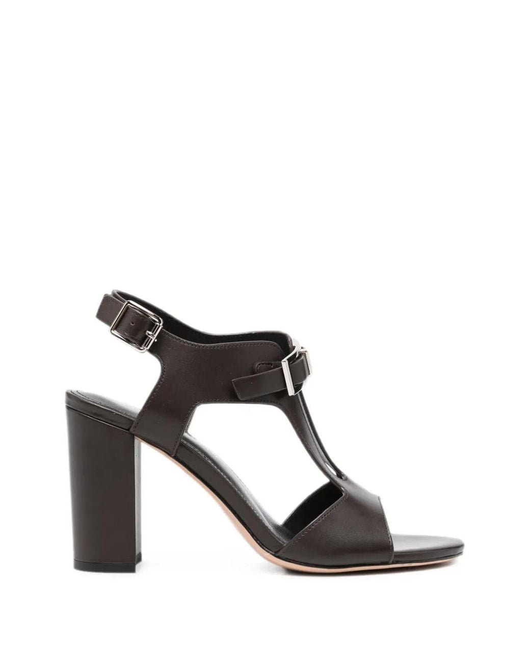 ADRIANNA FERETTI Black Buckle-Detail T-Bar Sandals