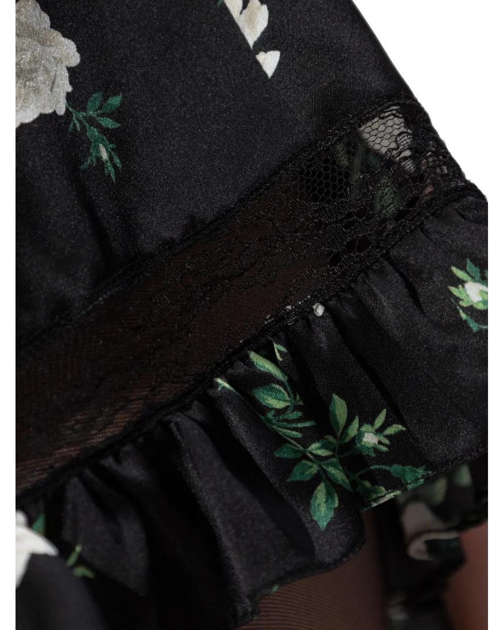 Dolce & Gabbana Black Floral-Print Ruffle-Trim Shorts