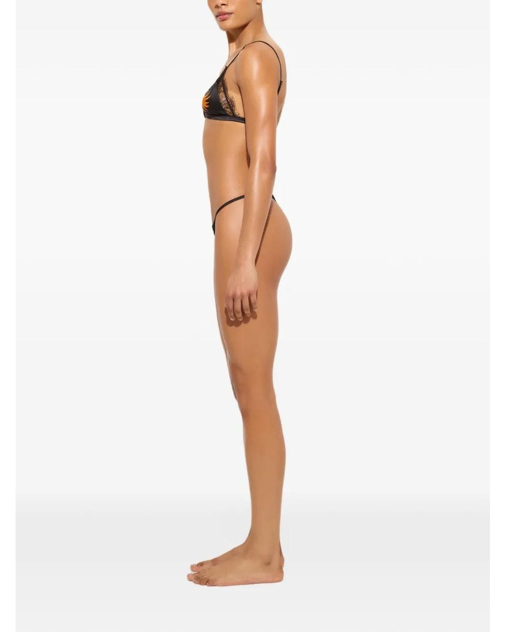 Emilio Pucci Black Silk Satin Thong